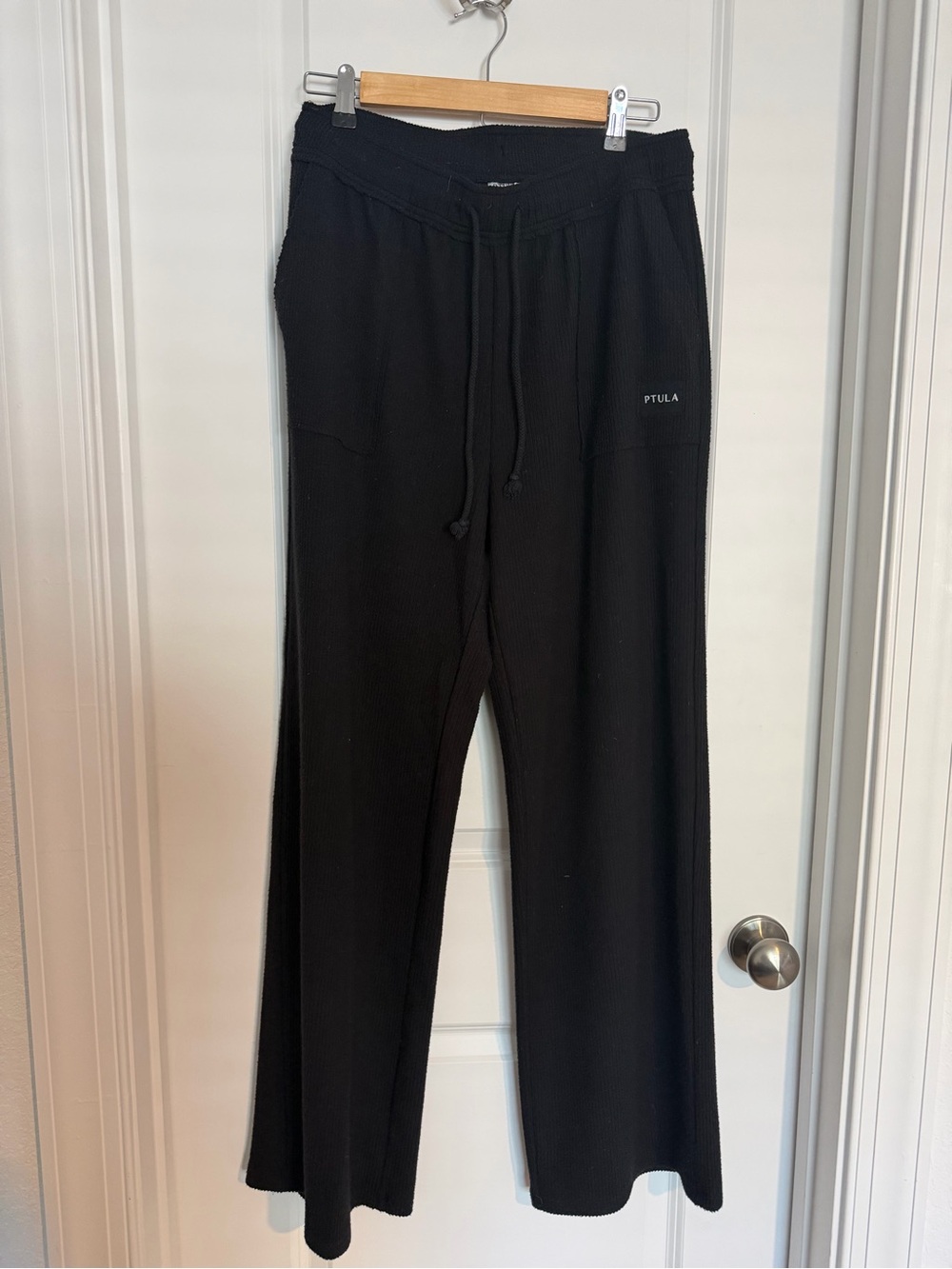 P'tula Black Comfort Knit Wide Leg Pant